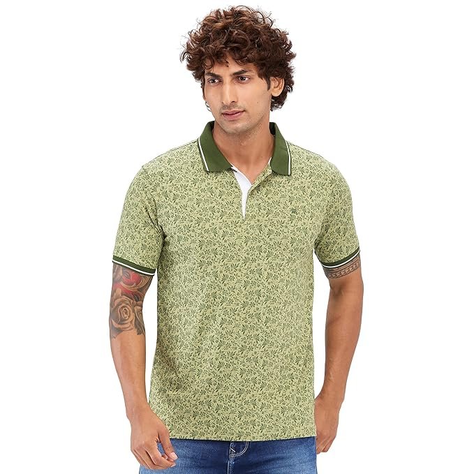 Raymond Men's Modern Fit Print Pattern Pure Cotton Half Sleeve Polo Casual T-Shirt - Image 4