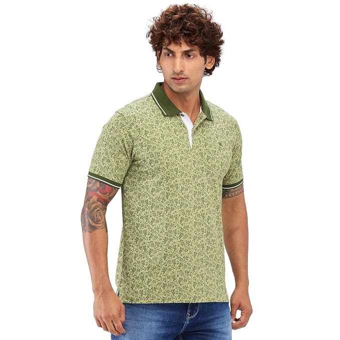 Raymond Men's Modern Fit Print Pattern Pure Cotton Half Sleeve Polo Casual T-Shirt - Image 3