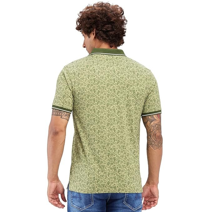 Raymond Men's Modern Fit Print Pattern Pure Cotton Half Sleeve Polo Casual T-Shirt - Image 2